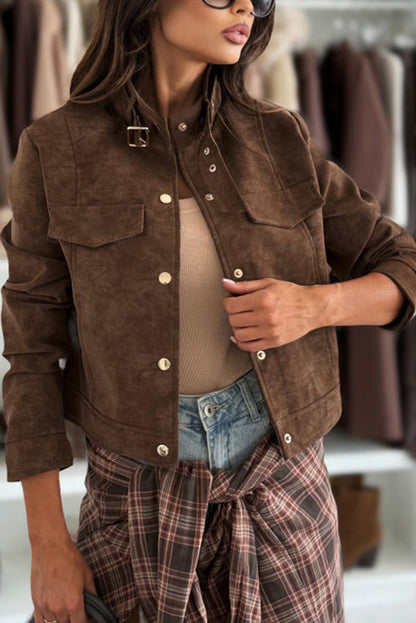 Stylish long-sleeved casual jacket with buttons 