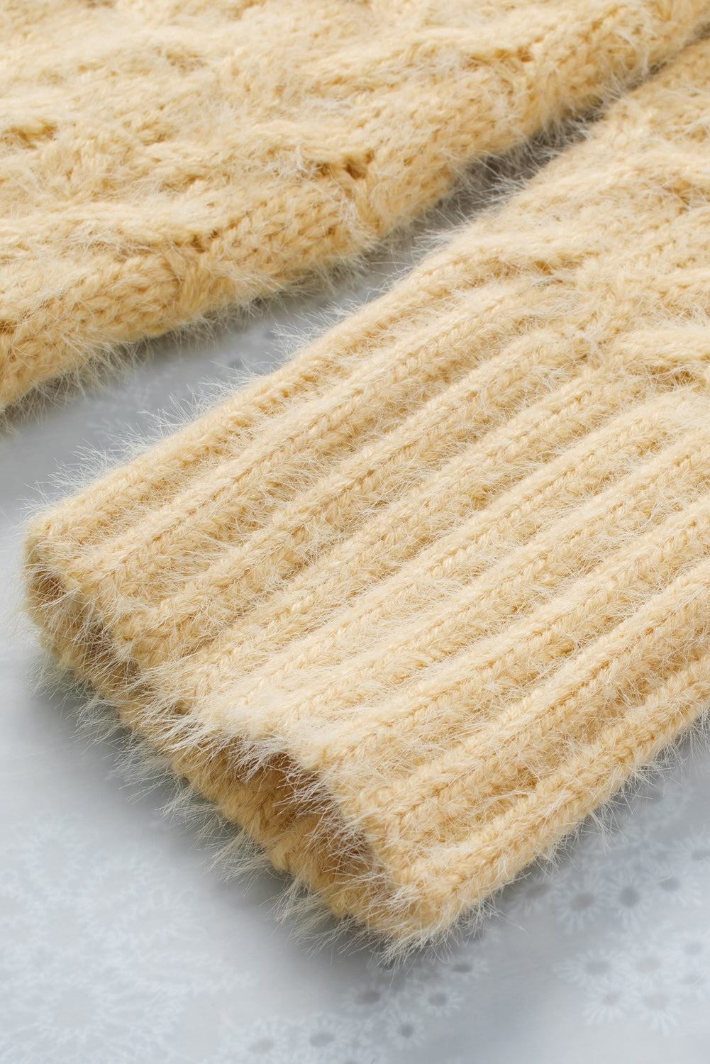 Emma™ - Apricot asymmetric neckline cold shoulder sweater with eyelashes 