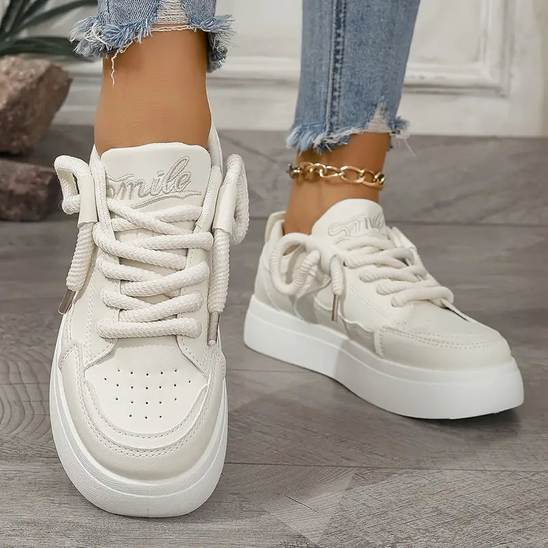 Breathable lift sneakers with a solid color design 