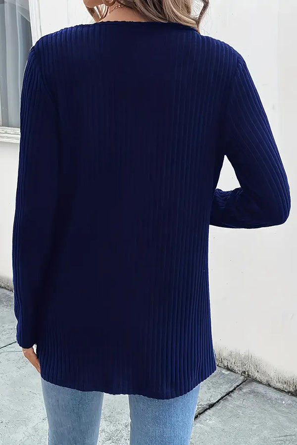 Boho knit cardigan with floral trim and long sleeves 