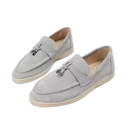 Women's leather loafers with a chic buckle detail 