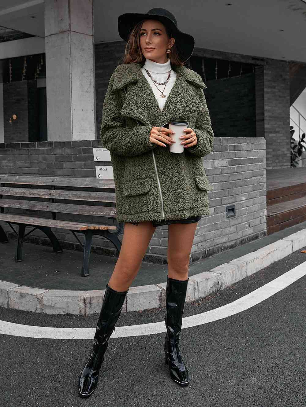 Crystal™ - Double Take Zip-Up Teddy Jacket with Collar