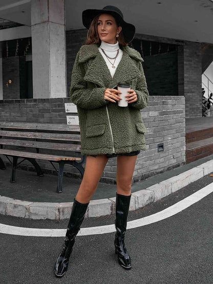 Crystal™ - Double Take Zip-Up Teddy Jacket with Collar