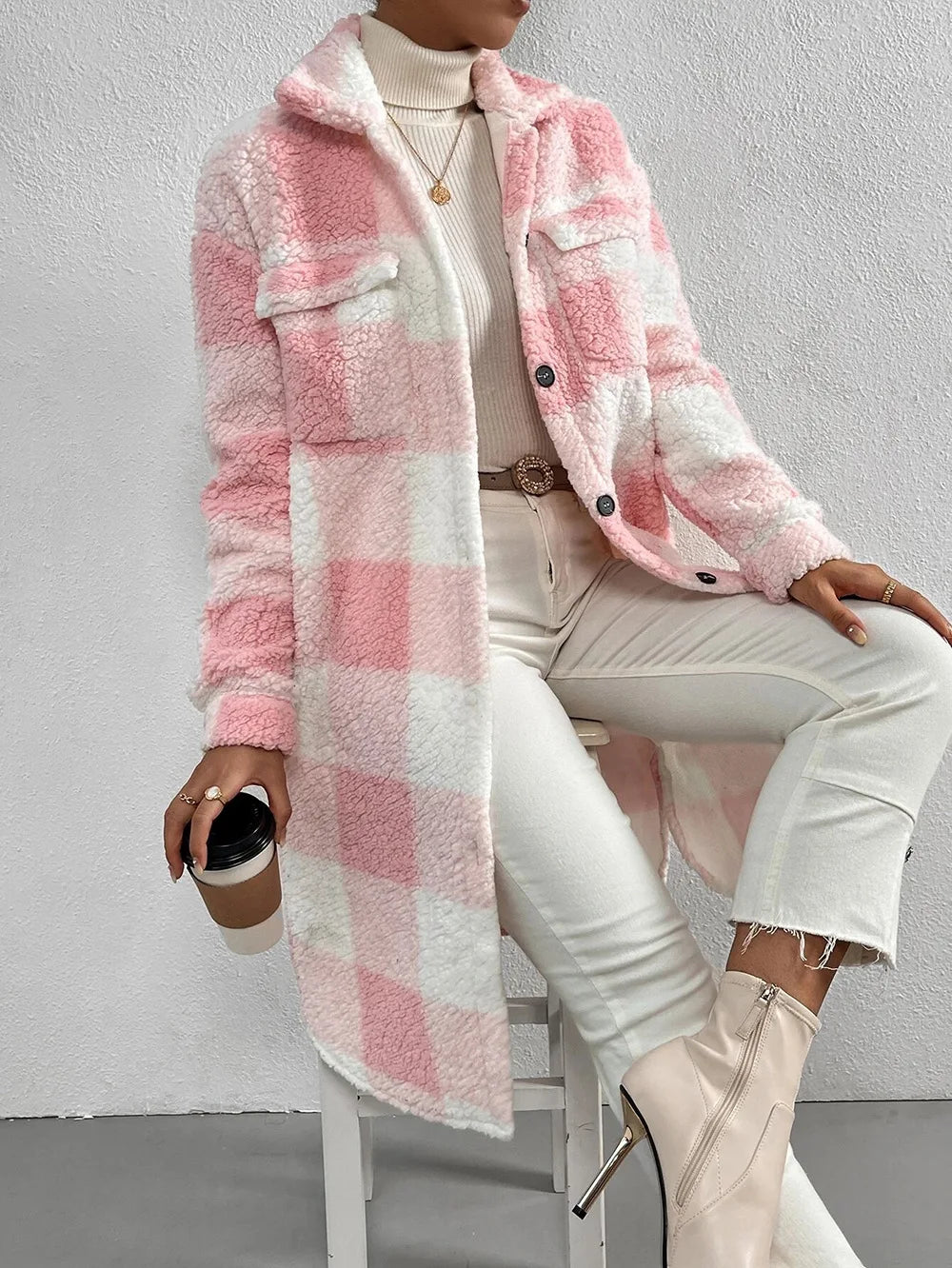 Mina™ | Checked Long Cardigan