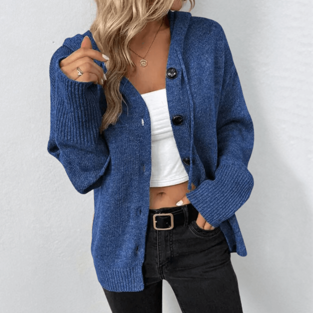 Cozy knitted cardigan with button placket for women 
