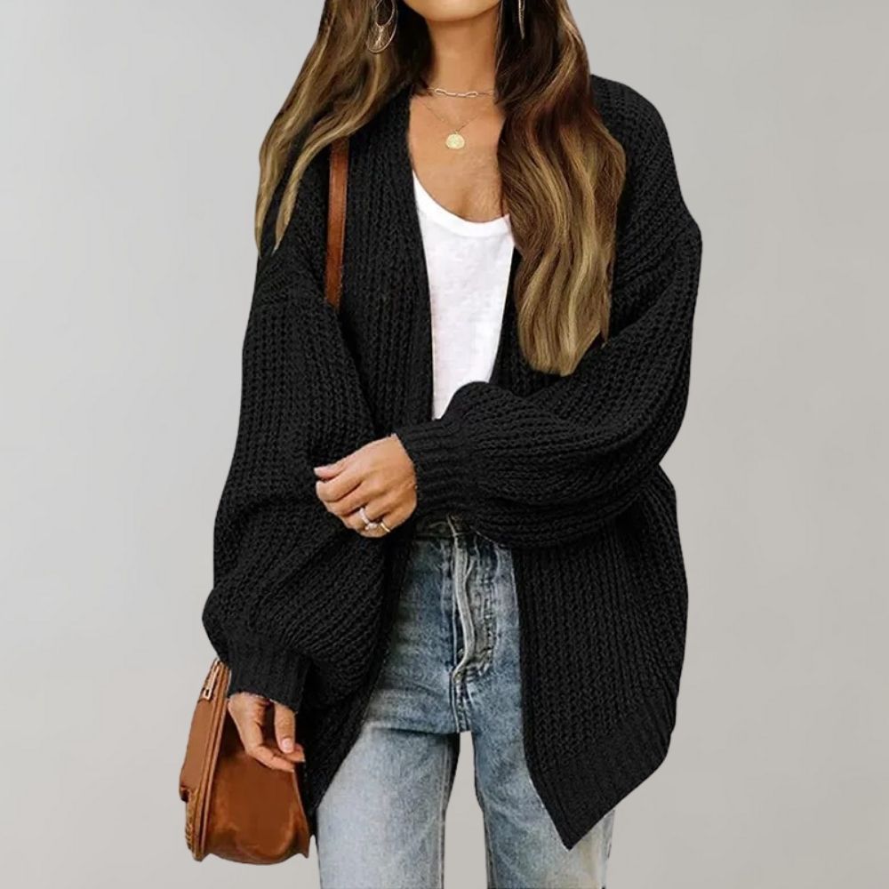 Cozy open-knit cardigan with bishop sleeves 