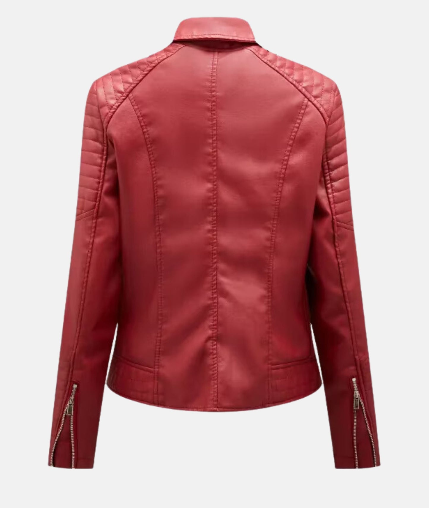Stylish women's faux leather biker jacket 