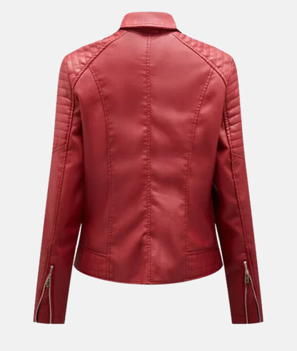Stylish women's faux leather biker jacket 