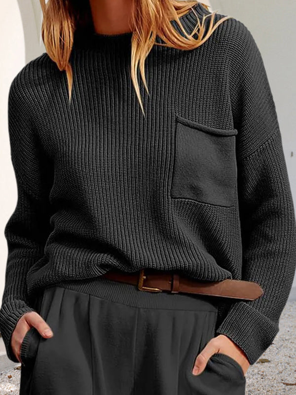 Cozy, casual knit sweater with pockets 