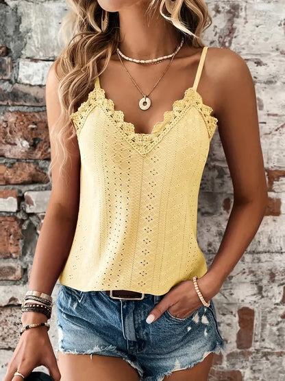 Yolly™ - Sizzle Eyelet Contrast Lace Cami Top