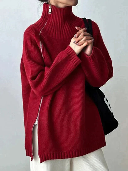 Scarlet™ | Red high-neck sweater 