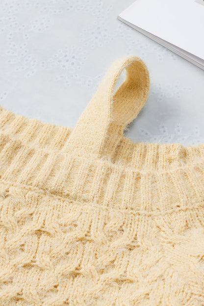 Emma™ - Apricot asymmetric neckline cold shoulder sweater with eyelashes 