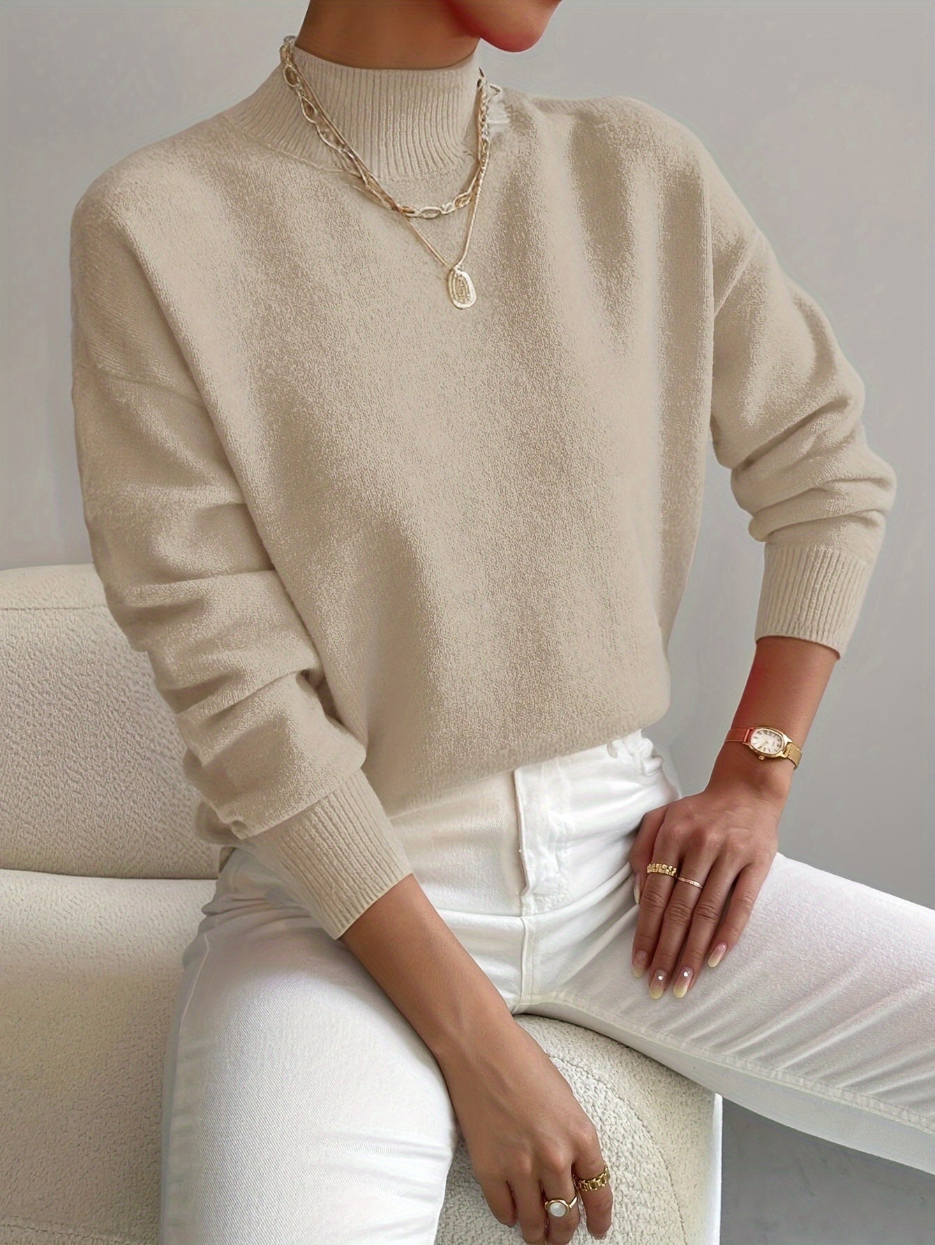 Cozy, elegant roll-neck sweater 