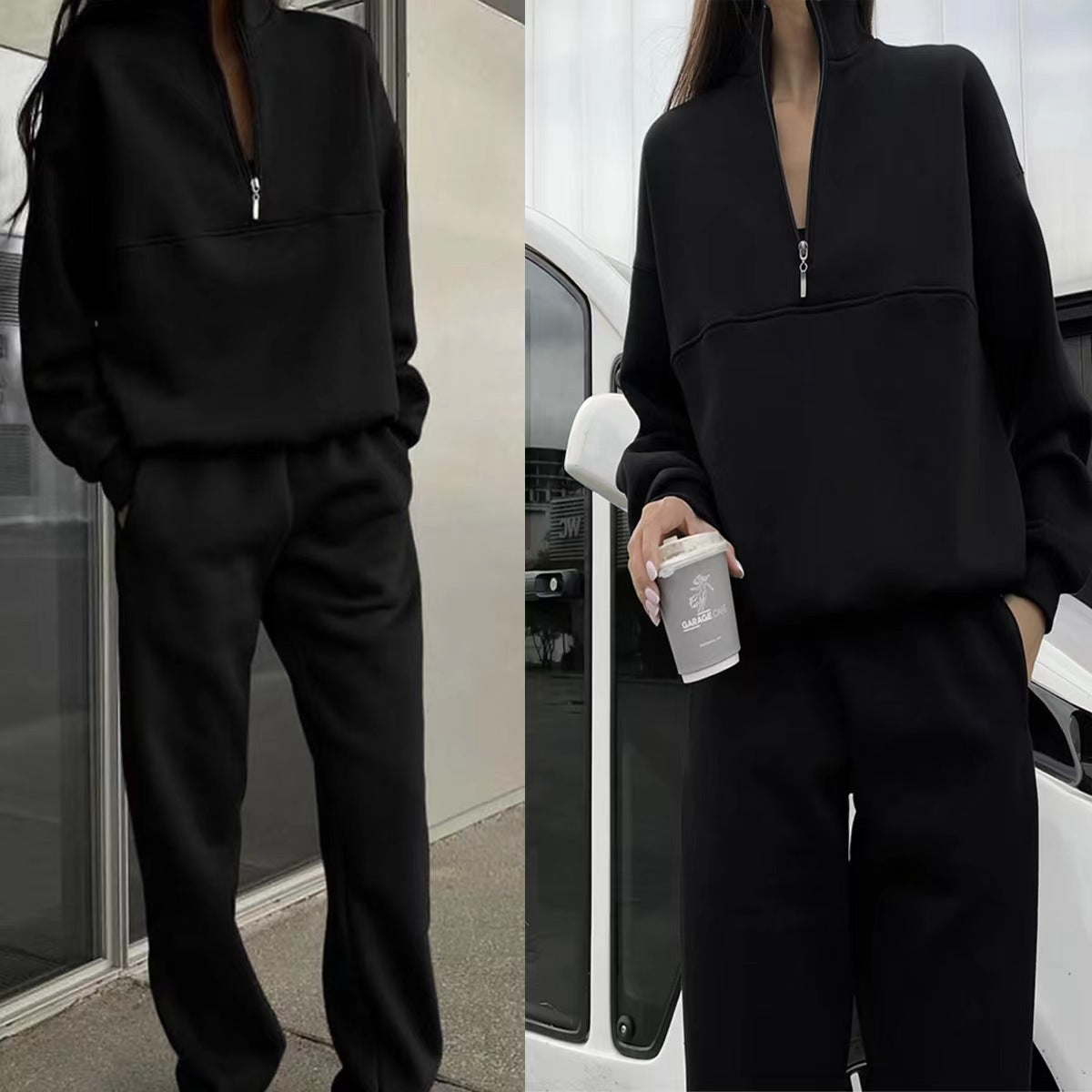 Dianna™ - New Polo Collar Fashion Sweatshirt Suit [Last Day Discount]