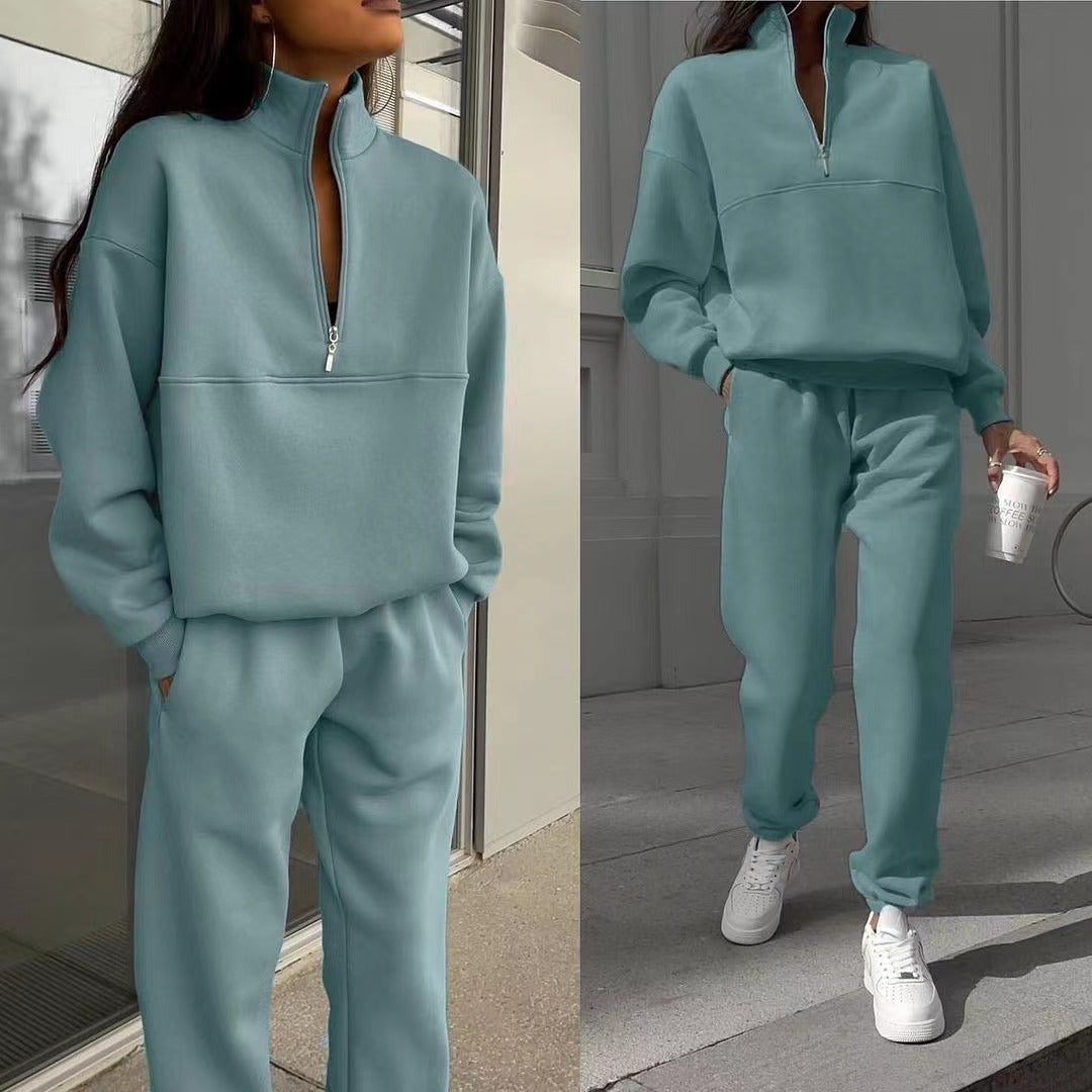 Dianna™ - New Polo Collar Fashion Sweatshirt Suit [Last Day Discount]