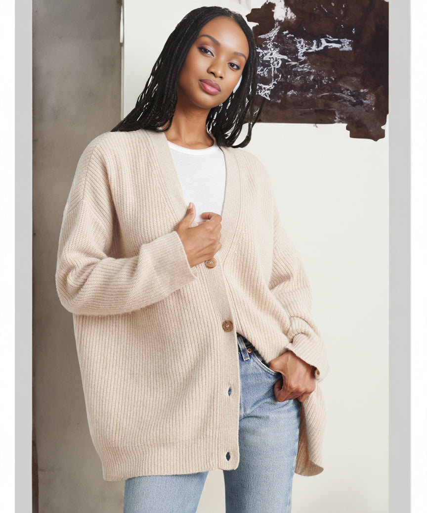 Silya™ - Women's V-neck solid color knitted sweater 