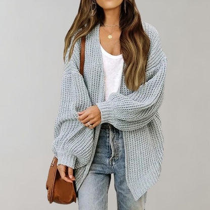 Cozy open-knit cardigan with bishop sleeves 