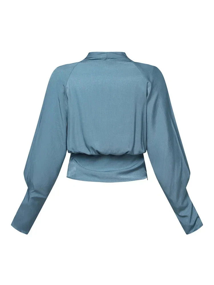 Chic blouse with puff sleeves and V-neck for effortless elegance 