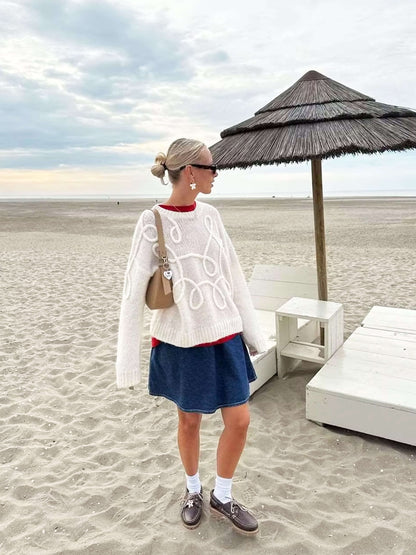 Cozy oversized sweater with elegant embroidery 