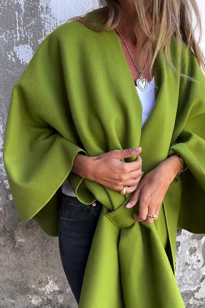 Cozy loose V-neck scarf cape jacket 