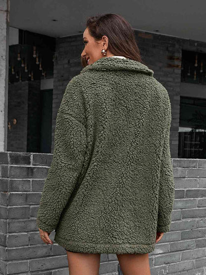 Crystal™ - Double Take Zip-Up Teddy Jacket with Collar