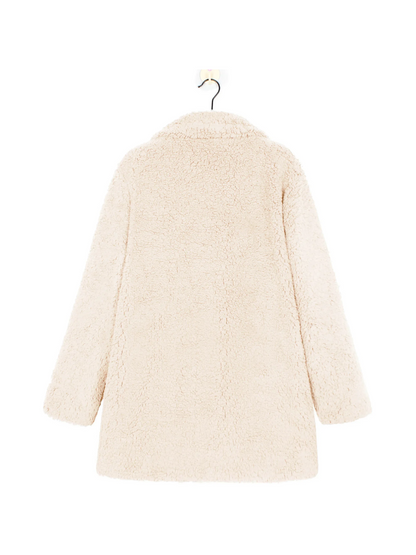 Cozy teddy plush short coat with lapel collar for women 