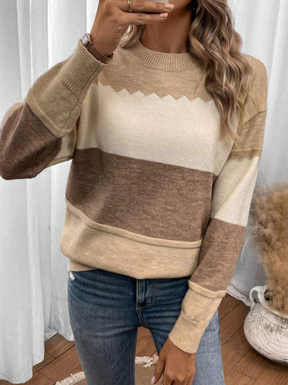 Cozy knit sweater in soft pastel colors 