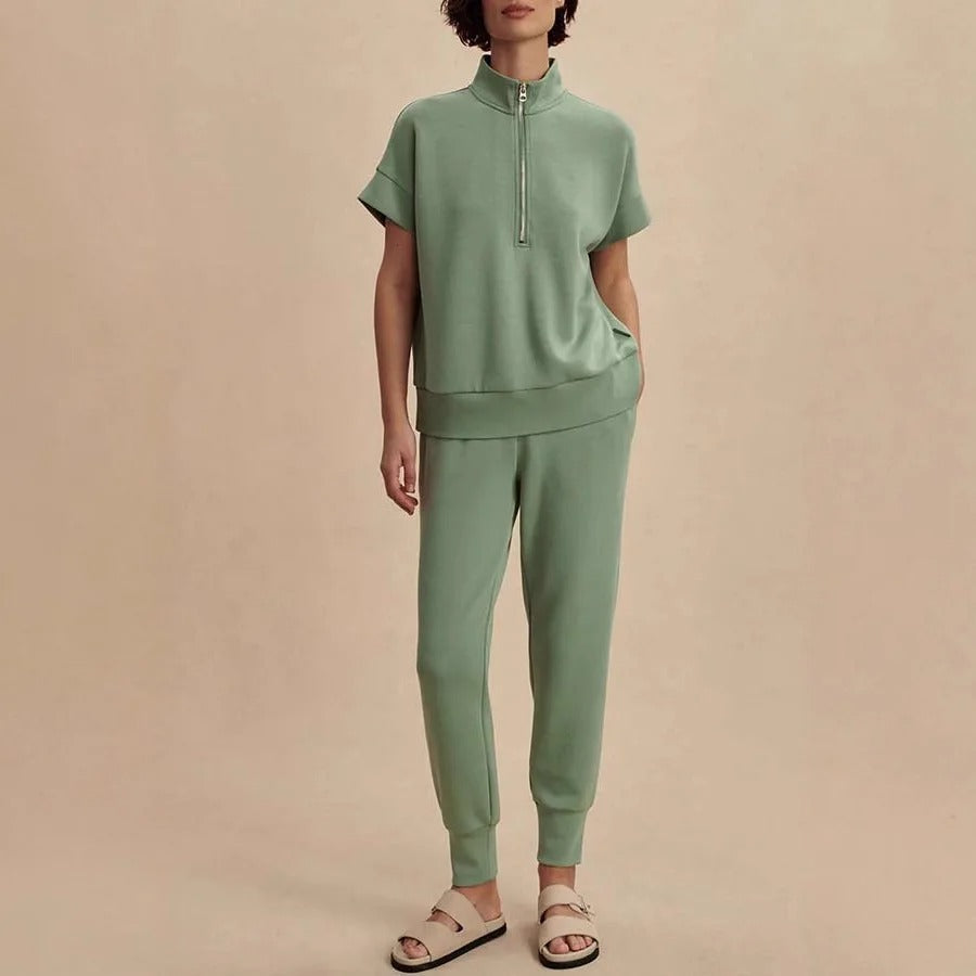Cozy half-zip sweatshirt and jogger lounge set 