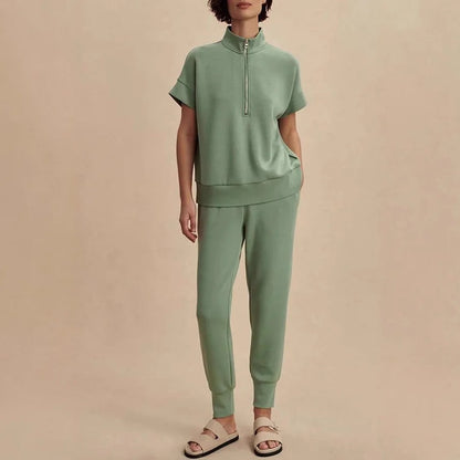 Cozy half-zip sweatshirt and jogger lounge set 