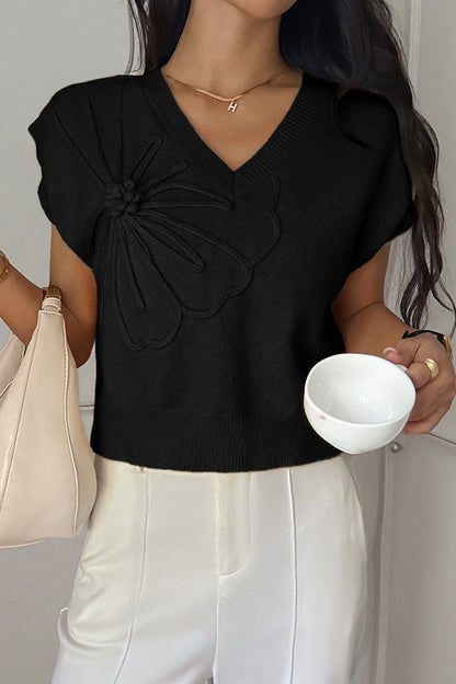 Cozy, loose-fitting knitted vest with a V-neck 