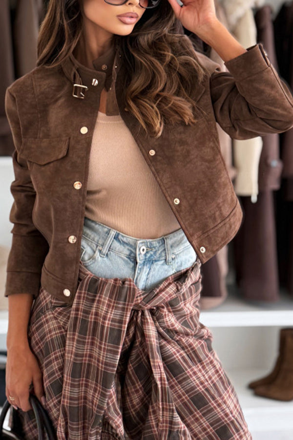 Stylish long-sleeved casual jacket with buttons 