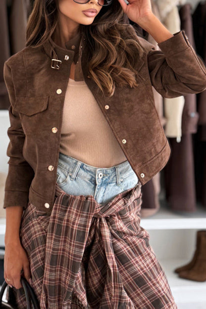 Stylish long-sleeved casual jacket with buttons 