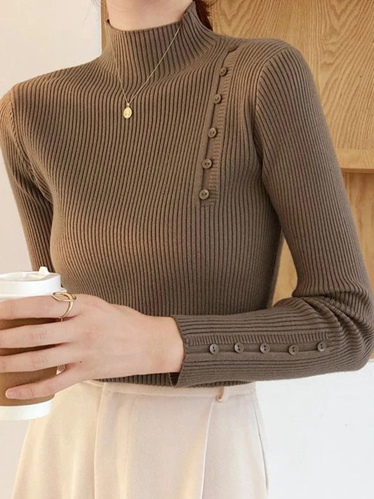 Adolf™ – Elegant sweater with decorative buttons and stand-up collar