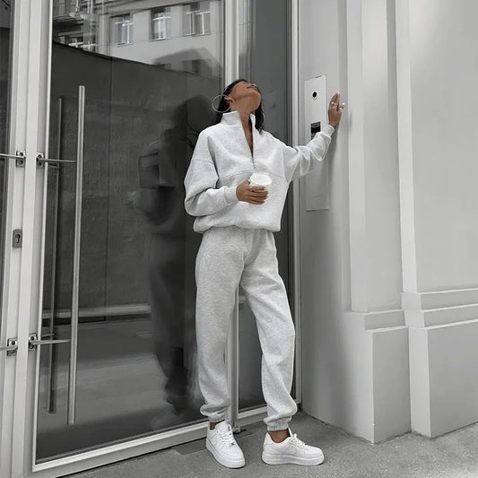 Dianna™ - New Polo Collar Fashion Sweatshirt Suit [Last Day Discount]