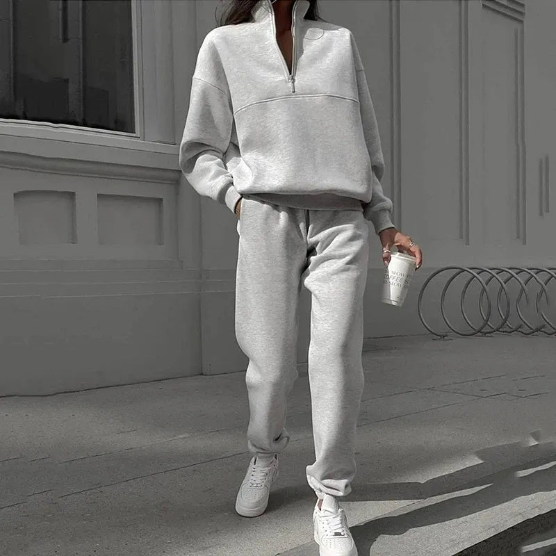 Dianna™ - New Polo Collar Fashion Sweatshirt Suit [Last Day Discount]