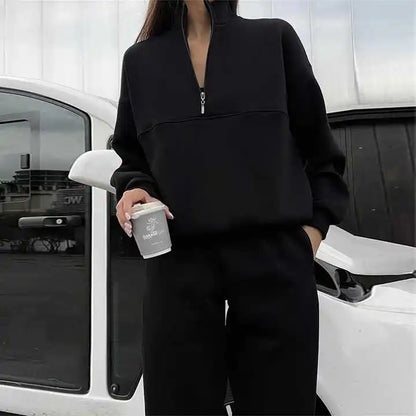 Dianna™ - New Polo Collar Fashion Sweatshirt Suit [Last Day Discount]