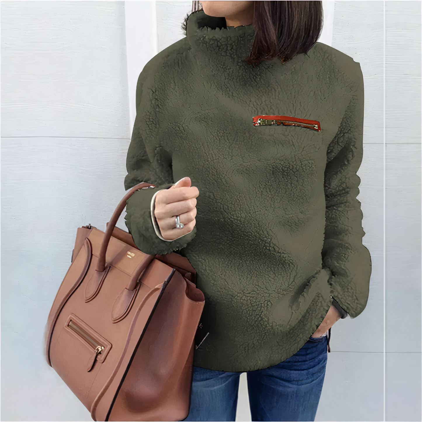 Janice™ - Printed wool turtleneck sweater 
