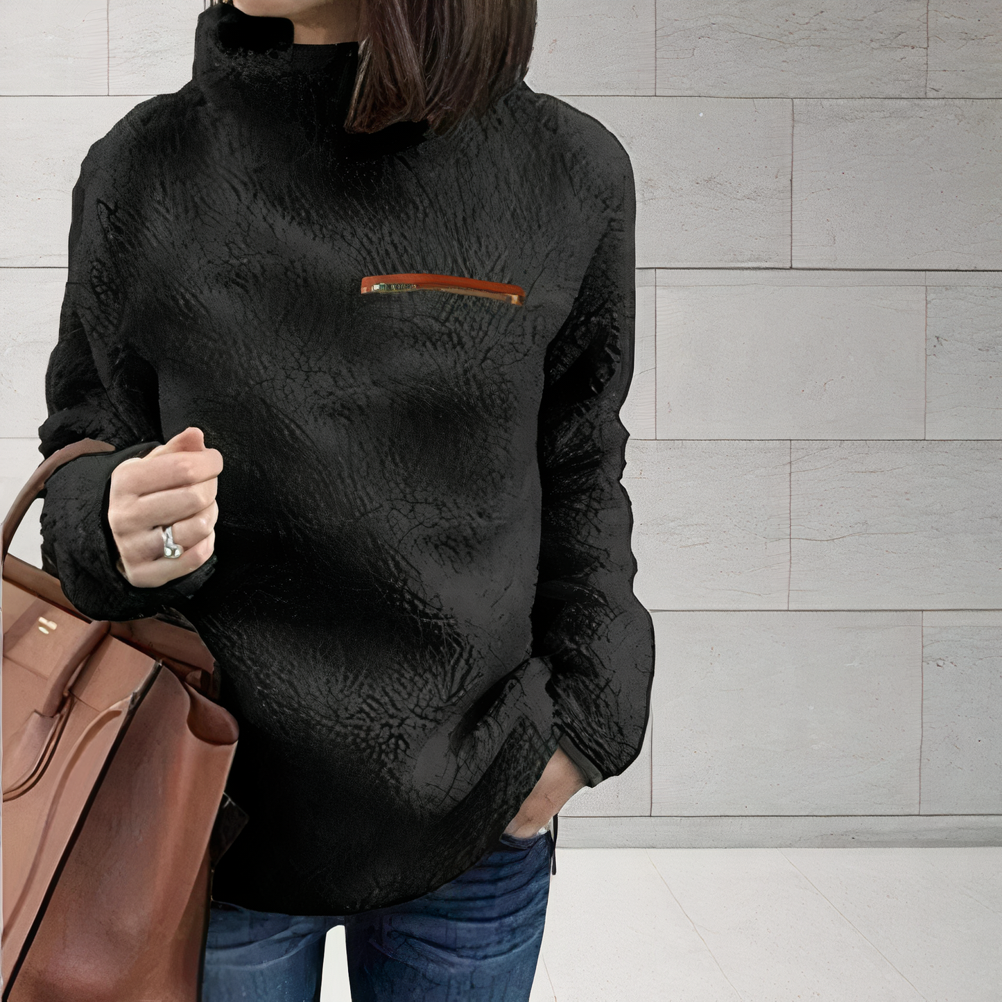 Janice™ - Printed wool turtleneck sweater 