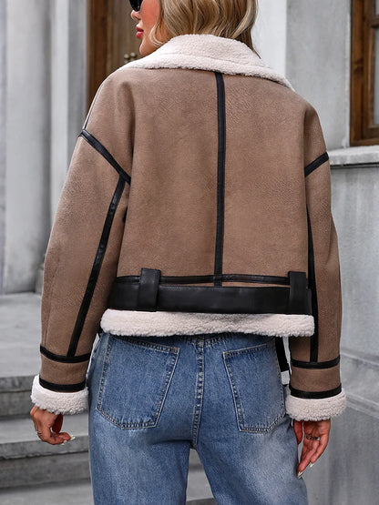 Frank™ – Stylish faux lambskin aviator jacket