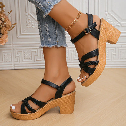 Laura™ - Platform high-heeled sandals with ankle strap