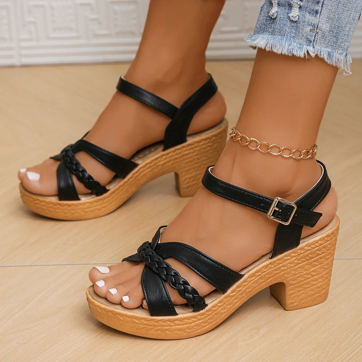 Laura™ - Platform high-heeled sandals with ankle strap