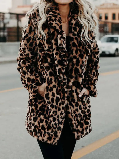 Anneliese™ - Autumnal leopard faux fur coat