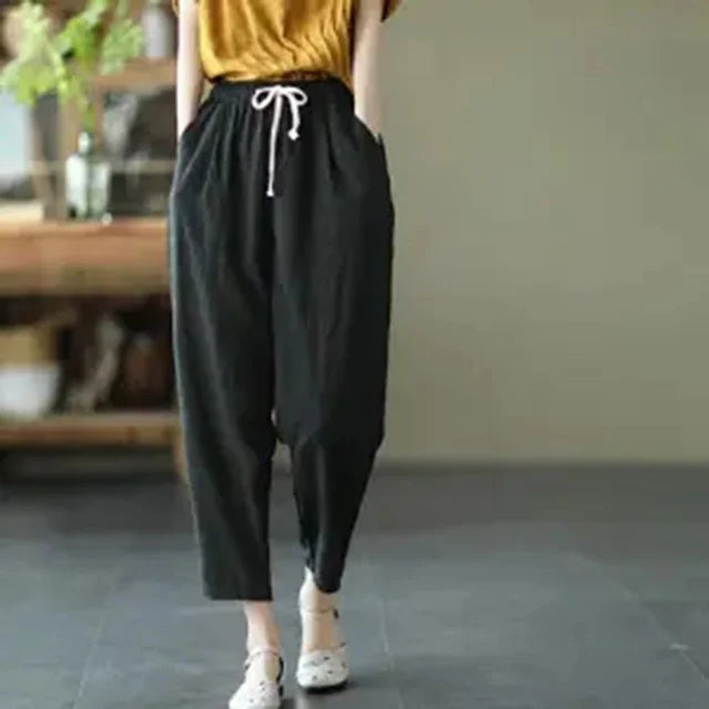 Sophia™ - Retro linen-cotton trousers with pockets