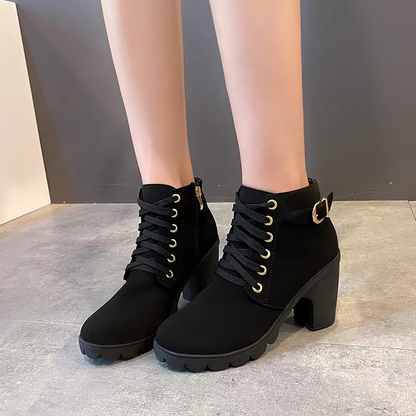Ava™ - Lace-up high heel boots