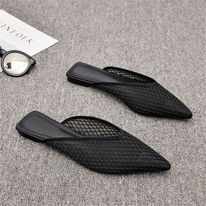 Veronica™ - Flat mules with mesh pattern