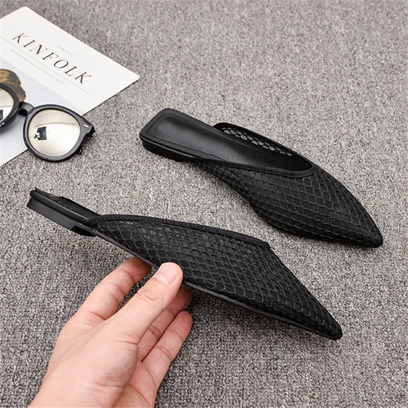 Veronica™ - Flat mules with mesh pattern