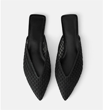 Veronica™ - Flat mules with mesh pattern