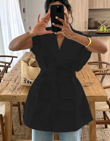 Lavelle™ - White cotton sleeveless shirt