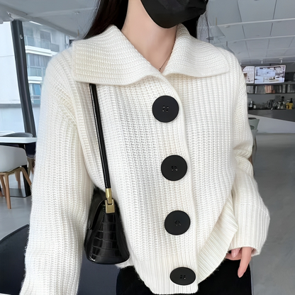 Nataly™ - Knitted cardigan with turn-down collar