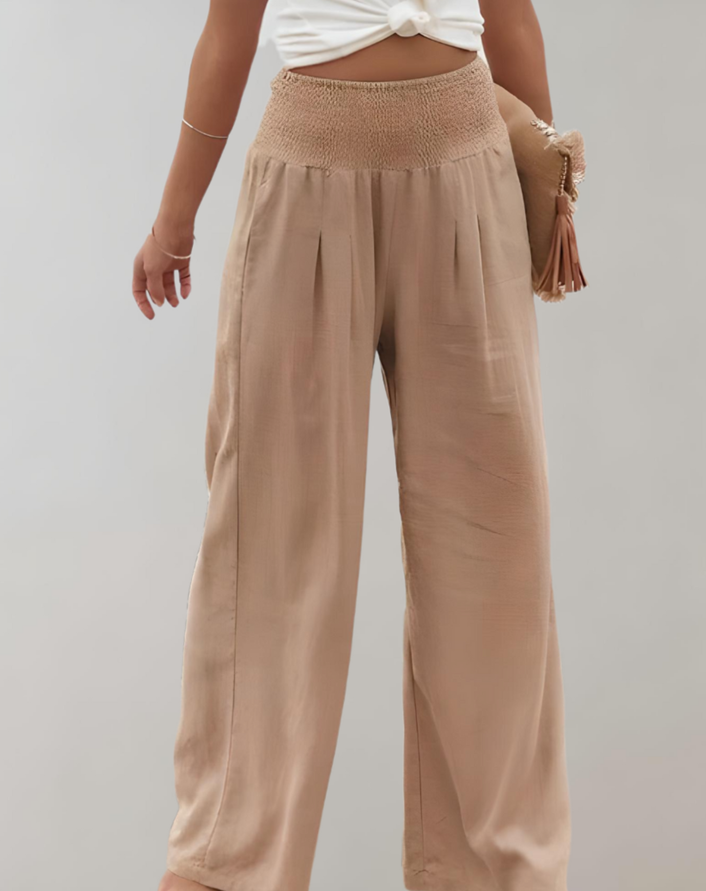 High-waisted wide flared trousers 